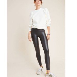 Spanx high rise black faux leather shiny leggings medium